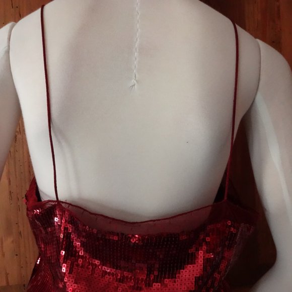 Free People Intimately Sequined Tank Cherry Red M - Picture 2 of 6